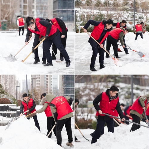白雪更映“志愿紅”，山東電建公司志愿者掃雪除冰在行動(dòng)